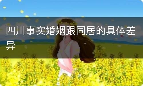 四川事实婚姻跟同居的具体差异