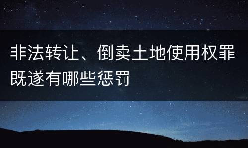 非法转让、倒卖土地使用权罪既遂有哪些惩罚
