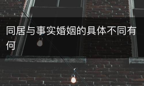 同居与事实婚姻的具体不同有何