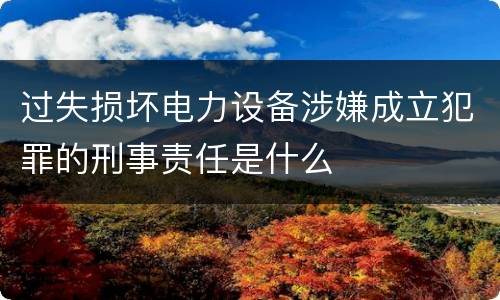 过失损坏电力设备涉嫌成立犯罪的刑事责任是什么