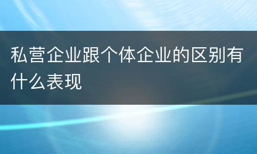 私营企业跟个体企业的区别有什么表现