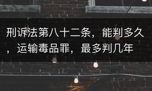 刑诉法第八十二条，能判多久，运输毒品罪，最多判几年