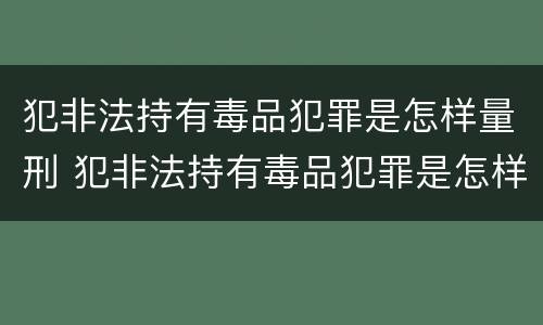 犯非法持有毒品犯罪是怎样量刑 犯非法持有毒品犯罪是怎样量刑标准