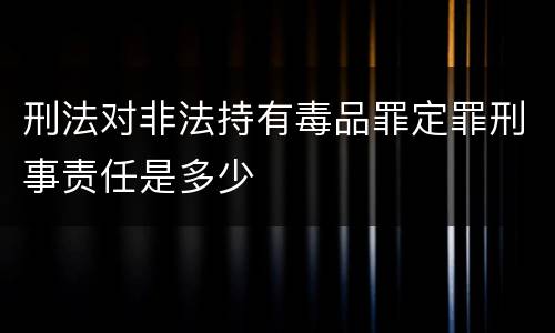 刑法对非法持有毒品罪定罪刑事责任是多少