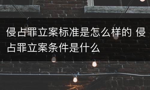 侵占罪立案标准是怎么样的 侵占罪立案条件是什么