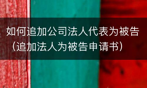 如何追加公司法人代表为被告（追加法人为被告申请书）