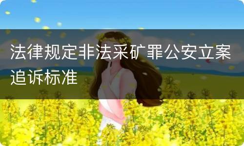 法律规定非法采矿罪公安立案追诉标准