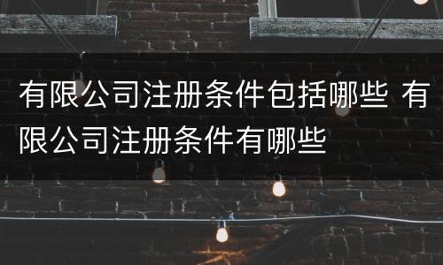 有限公司注册条件包括哪些 有限公司注册条件有哪些