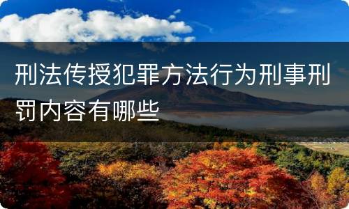 刑法传授犯罪方法行为刑事刑罚内容有哪些
