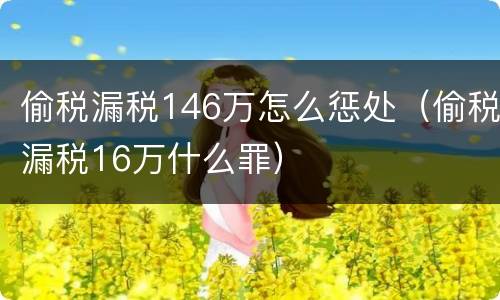偷税漏税146万怎么惩处（偷税漏税16万什么罪）