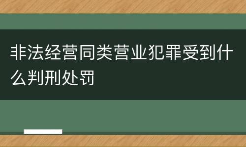 非法经营同类营业犯罪受到什么判刑处罚