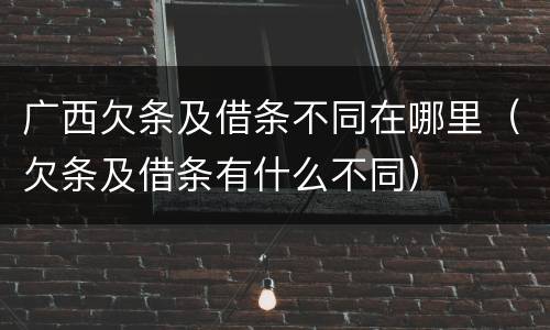 广西欠条及借条不同在哪里（欠条及借条有什么不同）
