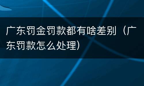 广东罚金罚款都有啥差别（广东罚款怎么处理）