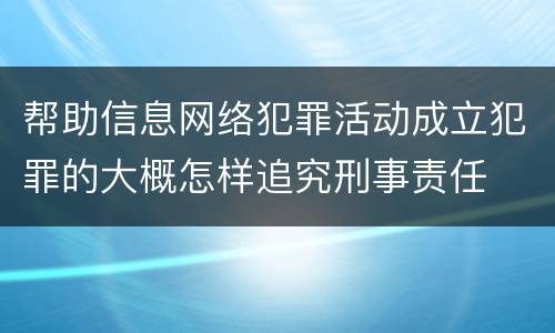 帮助信息网络犯罪活动成立犯罪的大概怎样追究刑事责任