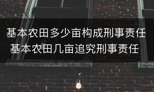 基本农田多少亩构成刑事责任 基本农田几亩追究刑事责任