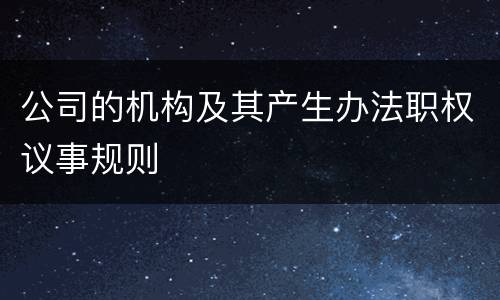 公司的机构及其产生办法职权议事规则