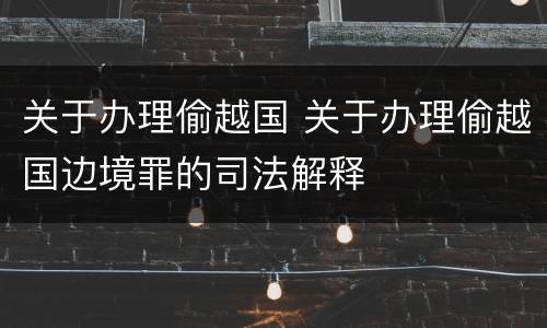 关于办理偷越国 关于办理偷越国边境罪的司法解释