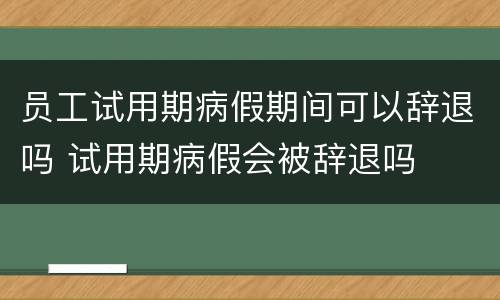 员工试用期病假期间可以辞退吗 试用期病假会被辞退吗