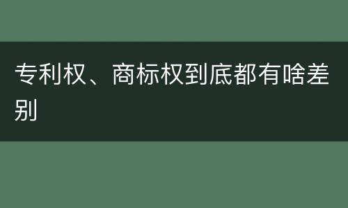 专利权、商标权到底都有啥差别