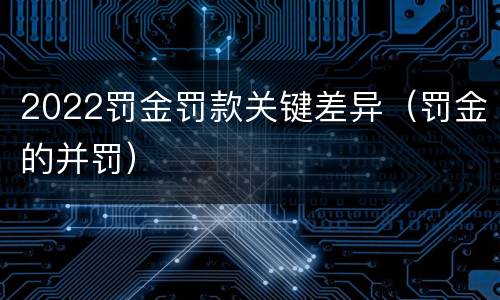 2022罚金罚款关键差异（罚金的并罚）