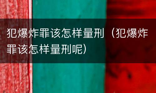 犯爆炸罪该怎样量刑（犯爆炸罪该怎样量刑呢）