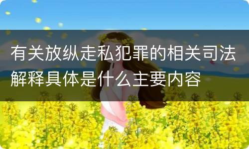 有关放纵走私犯罪的相关司法解释具体是什么主要内容
