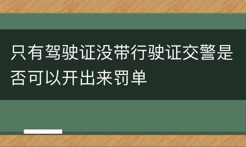 只有驾驶证没带行驶证交警是否可以开出来罚单