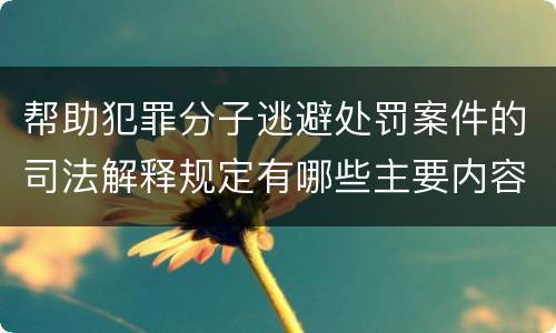 帮助犯罪分子逃避处罚案件的司法解释规定有哪些主要内容