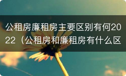 公租房廉租房主要区别有何2022（公租房和廉租房有什么区别?2019年的）