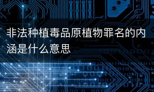 非法种植毒品原植物罪名的内涵是什么意思