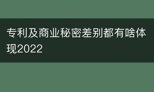 专利及商业秘密差别都有啥体现2022