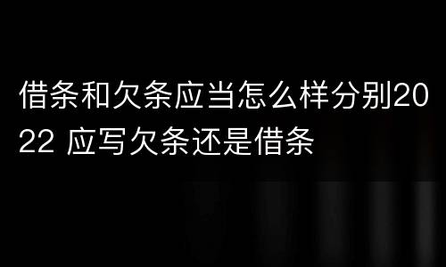 借条和欠条应当怎么样分别2022 应写欠条还是借条