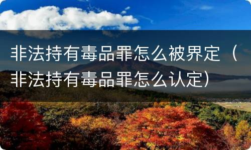 非法持有毒品罪怎么被界定（非法持有毒品罪怎么认定）