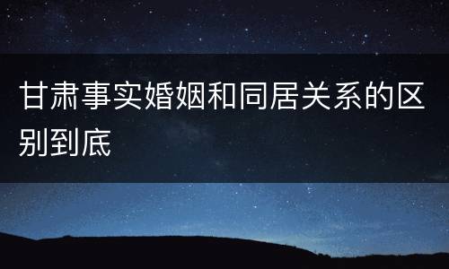 甘肃事实婚姻和同居关系的区别到底