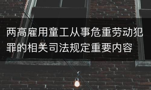 两高雇用童工从事危重劳动犯罪的相关司法规定重要内容
