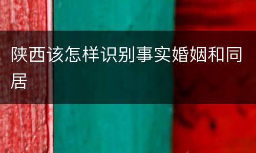 陕西该怎样识别事实婚姻和同居