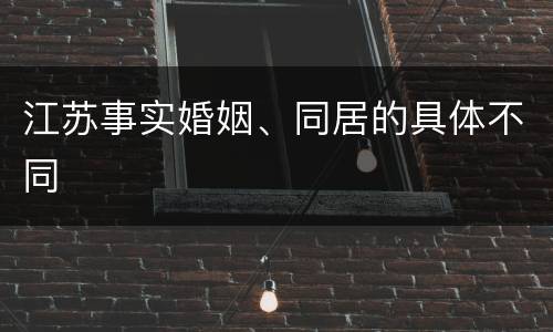 江苏事实婚姻、同居的具体不同