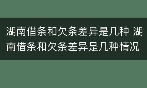 湖南借条和欠条差异是几种 湖南借条和欠条差异是几种情况