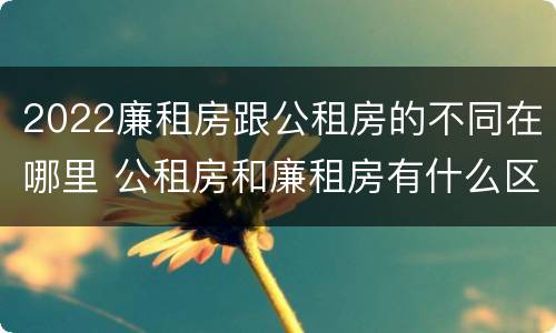 2022廉租房跟公租房的不同在哪里 公租房和廉租房有什么区别?2019年的