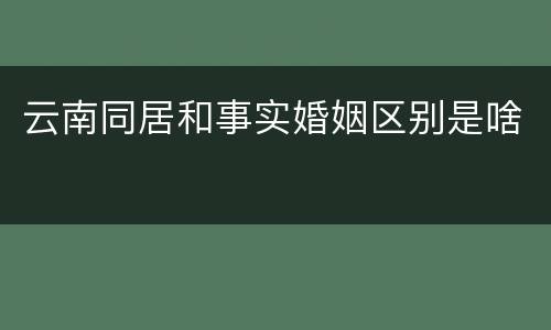 云南同居和事实婚姻区别是啥