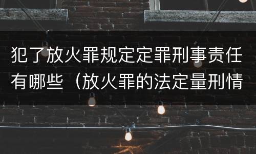 犯了放火罪规定定罪刑事责任有哪些（放火罪的法定量刑情节）