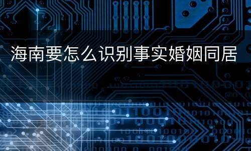 海南要怎么识别事实婚姻同居