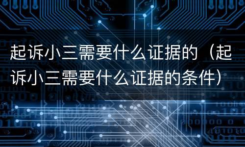 起诉小三需要什么证据的（起诉小三需要什么证据的条件）