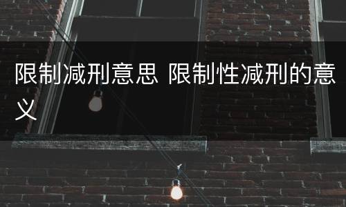 限制减刑意思 限制性减刑的意义