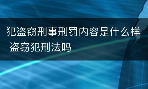 犯盗窃刑事刑罚内容是什么样 盗窃犯刑法吗