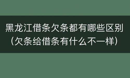 黑龙江借条欠条都有哪些区别（欠条给借条有什么不一样）