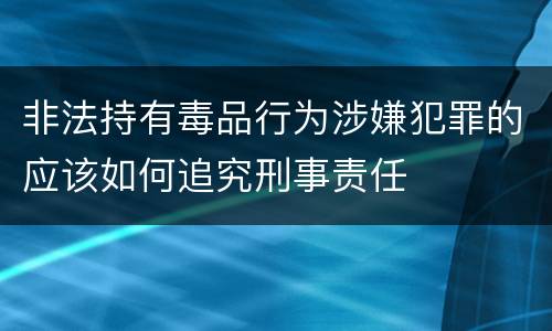 非法持有毒品行为涉嫌犯罪的应该如何追究刑事责任
