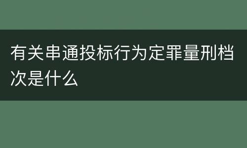 有关串通投标行为定罪量刑档次是什么