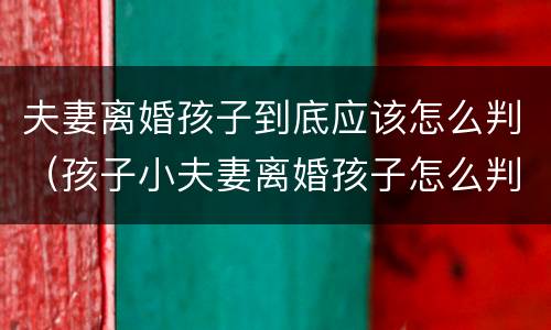 夫妻离婚孩子到底应该怎么判（孩子小夫妻离婚孩子怎么判）