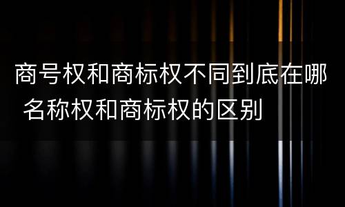 商号权和商标权不同到底在哪 名称权和商标权的区别